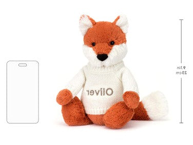Bashful Fox Cub with Personalised Cream Jumper