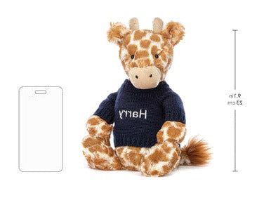 Bashful Giraffe with Personalised Navy Jumper