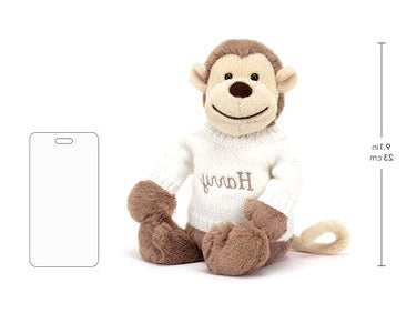 Bashful Monkey with Personalised Cream Jumper