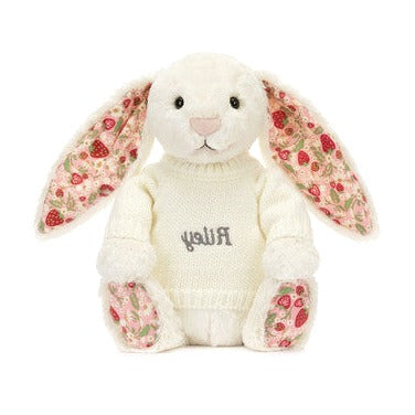Blossom Cream Bunny 'Berry' with Personalised Cream Jumper