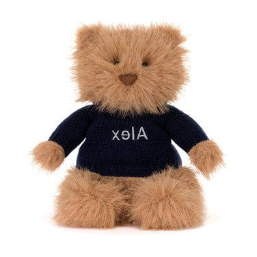 Bartholomew Bear Bouffant with Personalized Navy Jumper