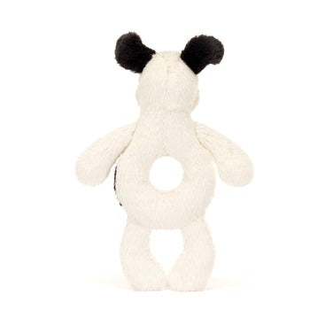 Bashful Black & Cream Puppy Ring Rattle