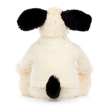 Bashful Black & Cream Puppy with Personalised Cream Jumper