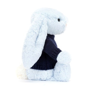 Bashful Blue Bunny with Personalised Navy Jumper