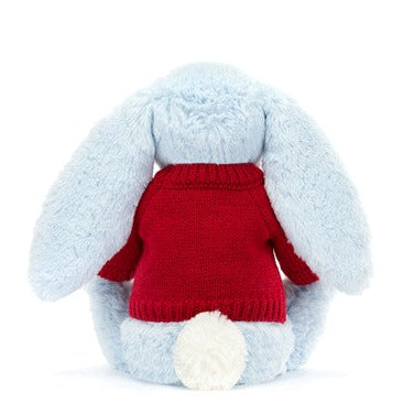 Bashful Blue Bunny with Personalised Red Jumper