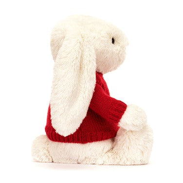 Bashful Cream Bunny with Personalised Red Jumper