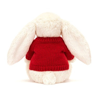 Bashful Cream Bunny with Personalised Red Jumper