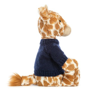 Bashful Giraffe with Personalised Navy Jumper