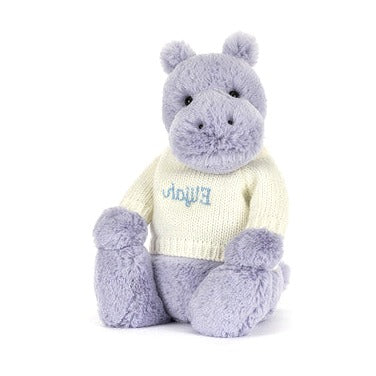 Bashful Hippo with Personalised Cream Jumper