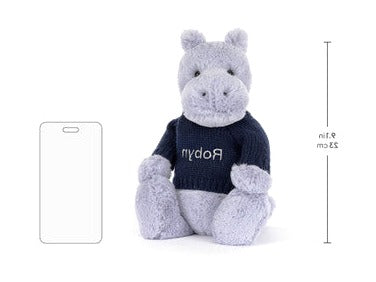 Bashful Hippo with Personalised Navy Jumper
