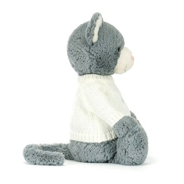 Bashful Kitten with Personalised Cream Jumper