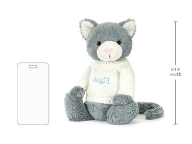 Bashful Kitten with Personalised Cream Jumper