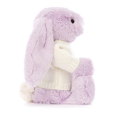 Bashful Lilac Bunny with Personalised Cream Jumper