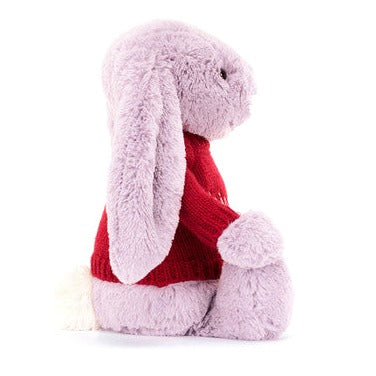 Bashful Lilac Bunny with Personalised Red Jumper