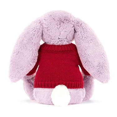 Bashful Lilac Bunny with Personalised Red Jumper
