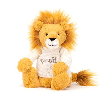 Bashful Lion with Personalised Cream Jumper