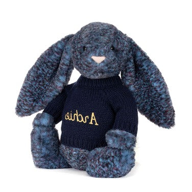 Hopscone Luxe Bunny with Personalised Navy Jumper