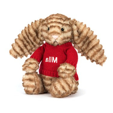 Bashful Luxe Bunny Juniper with Personalised Red Jumper