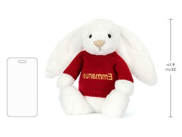Bashful Luxe Bunny Luna with Personalised Red Jumper