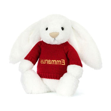 Bashful Luxe Bunny Luna with Personalised Red Jumper