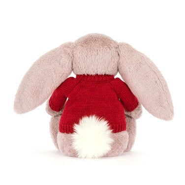 Bashful Luxe Bunny Rosa with Personalised Red Jumper