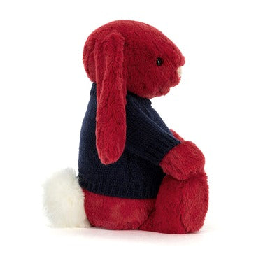 Bashful Luxe Bunny Scarlett with Personalised Navy Jumper