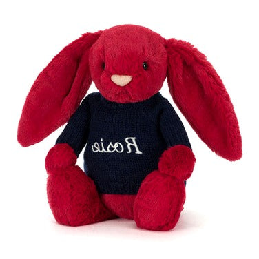 Bashful Luxe Bunny Scarlett with Personalised Navy Jumper