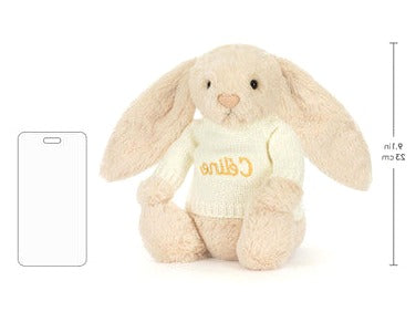 Bashful Luxe Bunny Willow with Personalised Cream Jumper