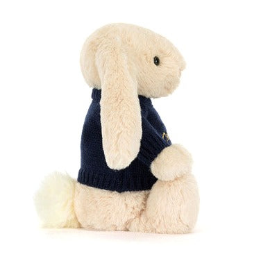 Bashful Luxe Bunny Willow with Personalised Navy Jumper