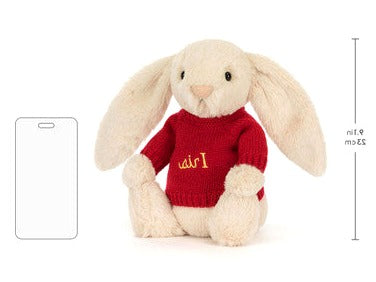 Bashful Luxe Bunny Willow with Personalised Red Jumper