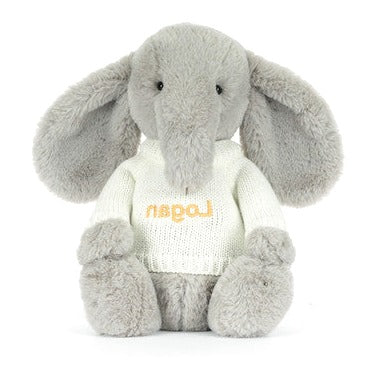 Bashful Luxe Elephant Thuddeus with Personalised Cream Jumper