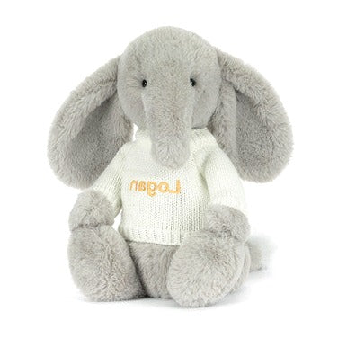 Bashful Luxe Elephant Thuddeus with Personalised Cream Jumper