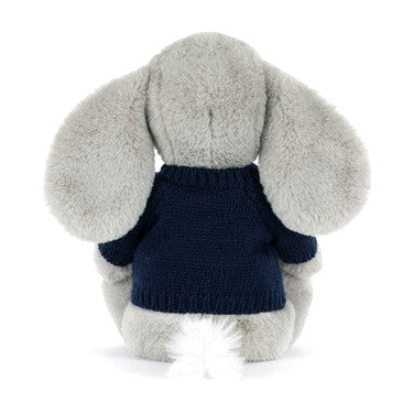 Bashful Luxe Elephant Thuddeus with Personalised Navy Jumper
