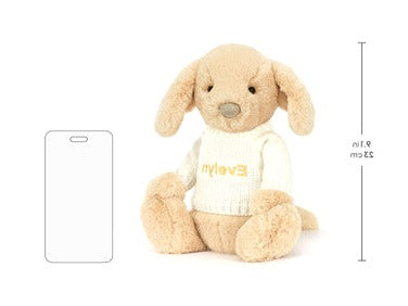 Bashful Luxe Puppy Orlando with Personalised Cream Jumper