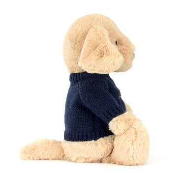 Bashful Luxe Puppy Orlando with Personalised Navy Jumper