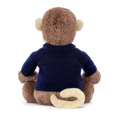 Bashful Monkey with Personalised Navy Jumper