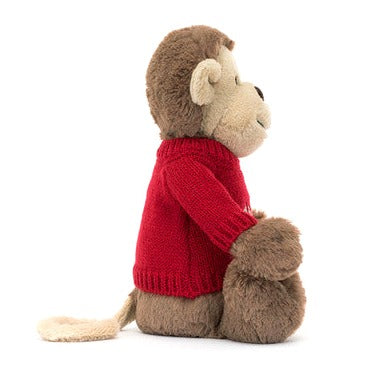 Bashful Monkey with Personalised Red Jumper