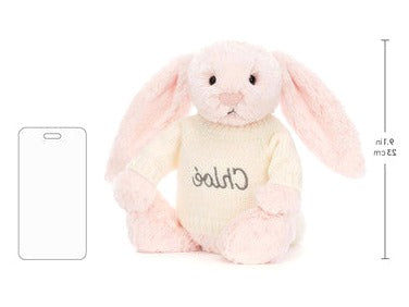 Bashful Pink Bunny with Personalised Cream Jumper