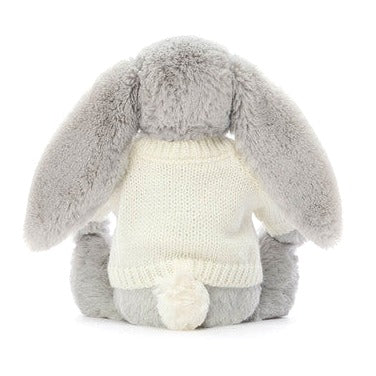 Bashful Silver Bunny with Personalised Cream Jumper