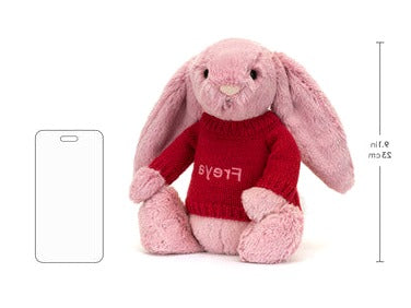 Bashful Tulip Pink Bunny with Personalised Red Jumper