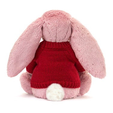 Bashful Tulip Pink Bunny with Personalised Red Jumper
