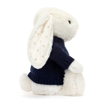 Bashful Twinkle Bunny with Personalised Navy Jumper