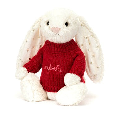 Bashful Twinkle Bunny with Personalised Red Jumper
