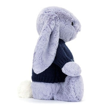 Bashful Viola Bunny with Personalised Navy Jumper