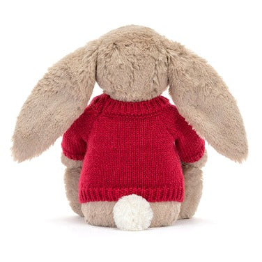 Blossom Beige Bunny 'Petal' with Personalised Red Jumper