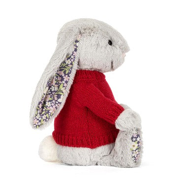 Blossom Silver Bunny 'Bloom' with Personalised Red Jumper