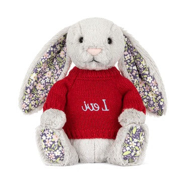 Blossom Silver Bunny 'Bloom' with Personalised Red Jumper