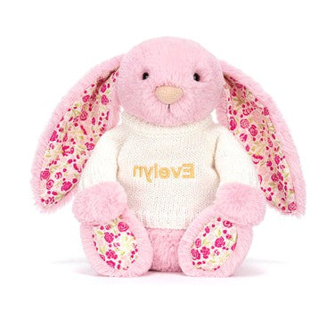 Blushkin Blossom Luxe Bunny with Personalised Cream Jumper