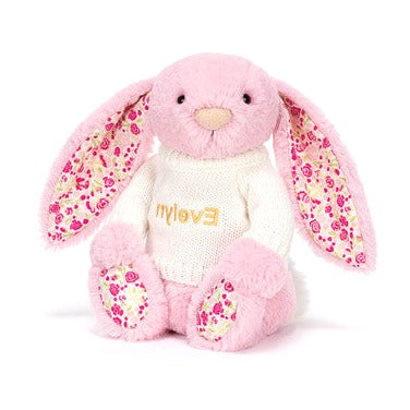 Blushkin Blossom Luxe Bunny with Personalised Cream Jumper