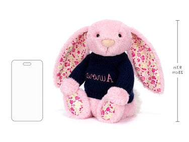 Blushkin Blossom Luxe Bunny with Personalised Navy Jumper
